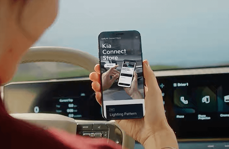 The Kia Connect Store app on a smartphone